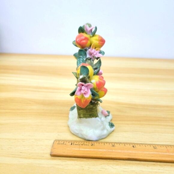 Vintage Porcelain Peach & Floral Tree with Geese Figurine Bone China - Picture 11 of 16